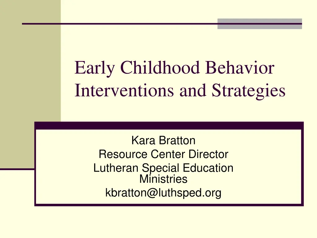 early childhood behavior interventions n.w