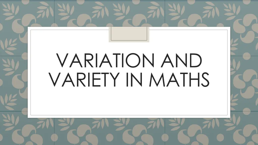 variation and variety in maths n.w