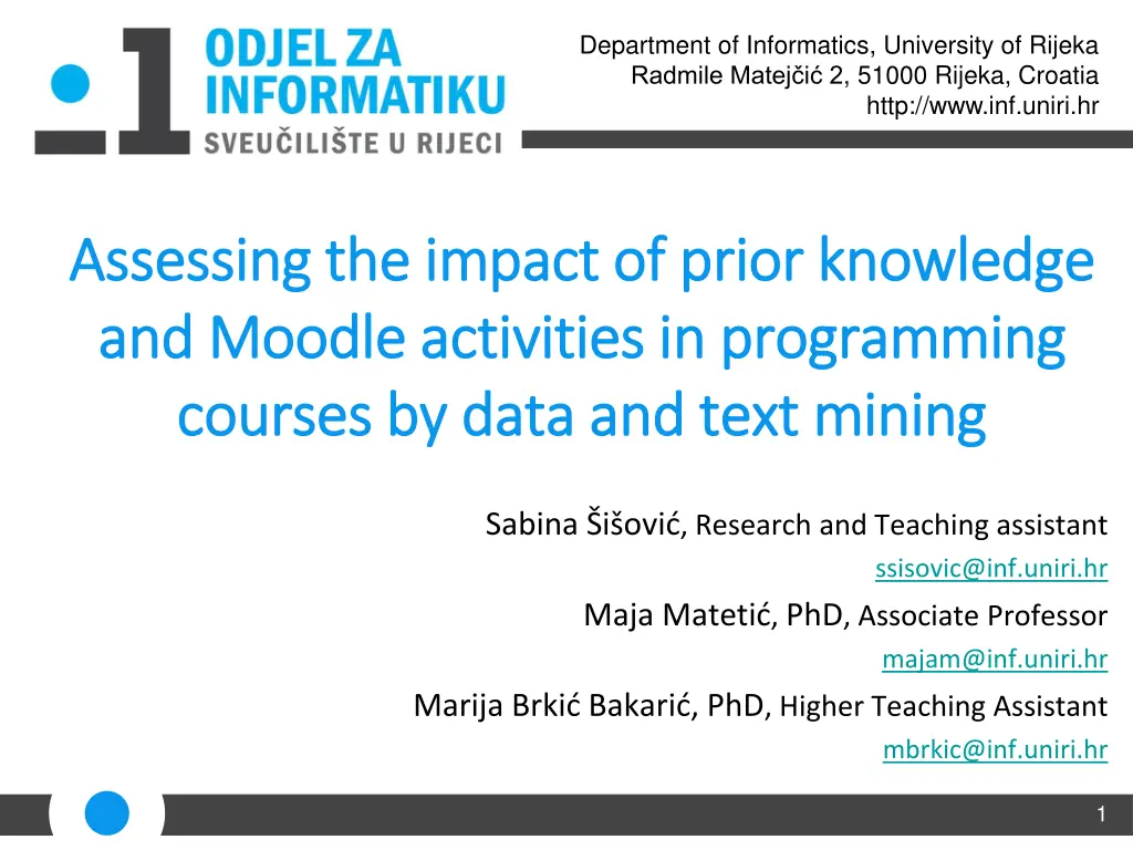 department of informatics university of rijeka n.w