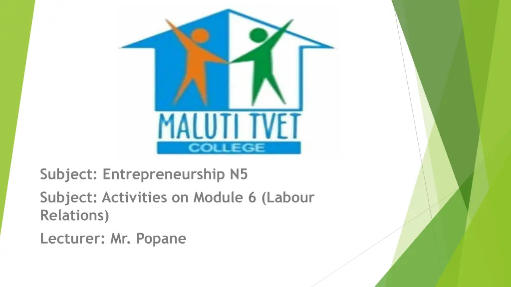 subject entrepreneurship n5 subject activities n.w
