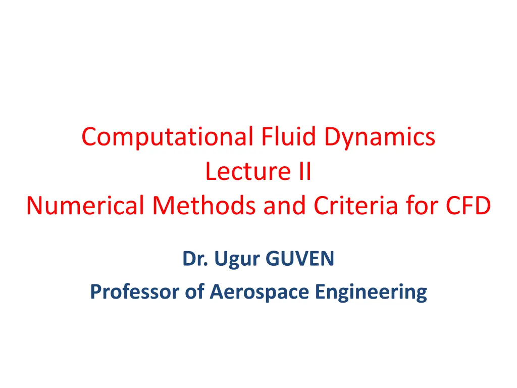 computational fluid dynamics lecture ii numerical n.w
