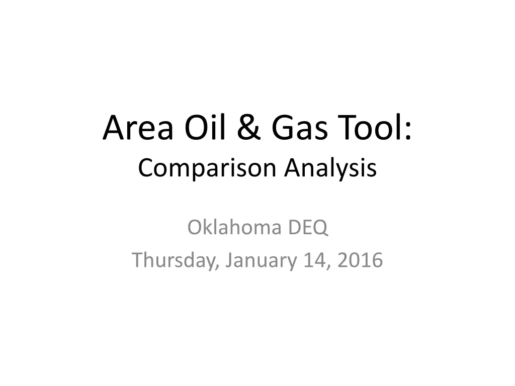 area oil gas tool comparison analysis n.w