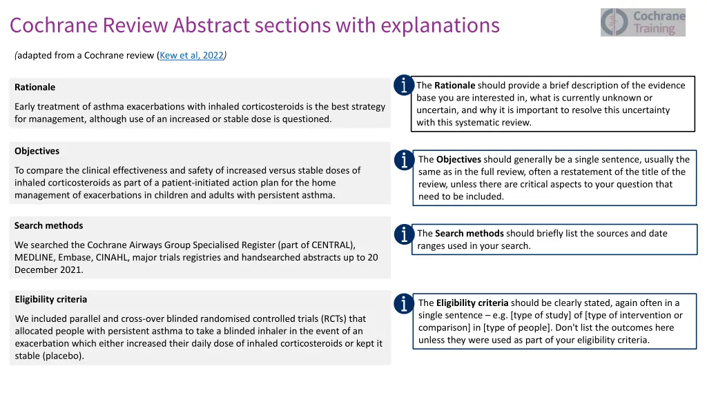 cochrane review abstract sections with n.w
