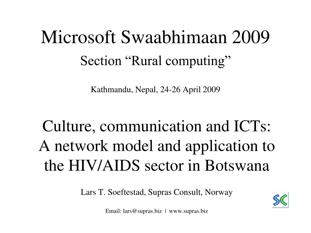 microsoft swaabhimaan 2009 section rural computing n.w