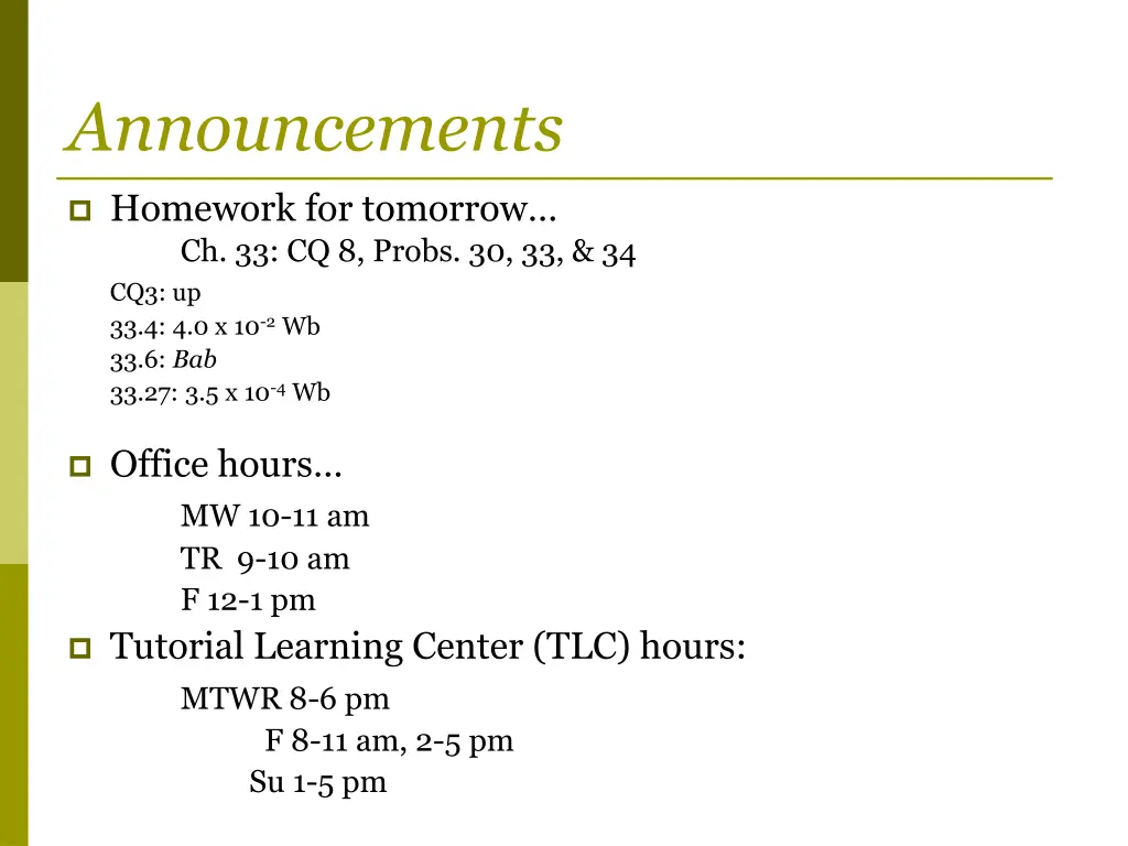 announcements n.w