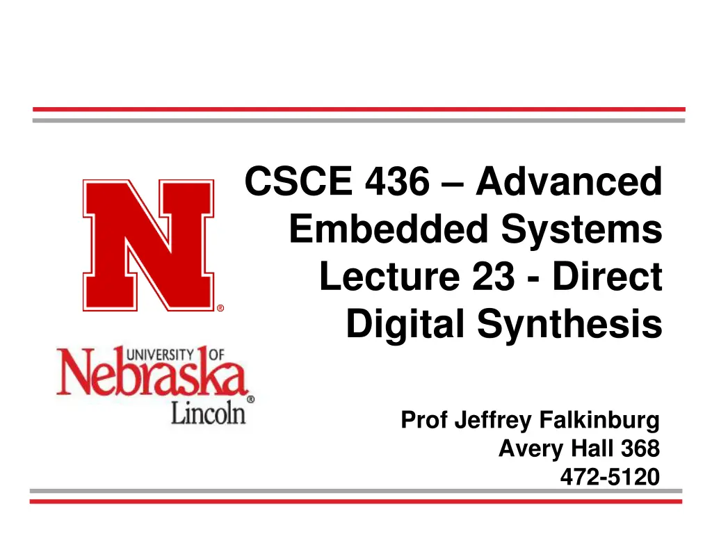csce 436 advanced embedded systems lecture n.w