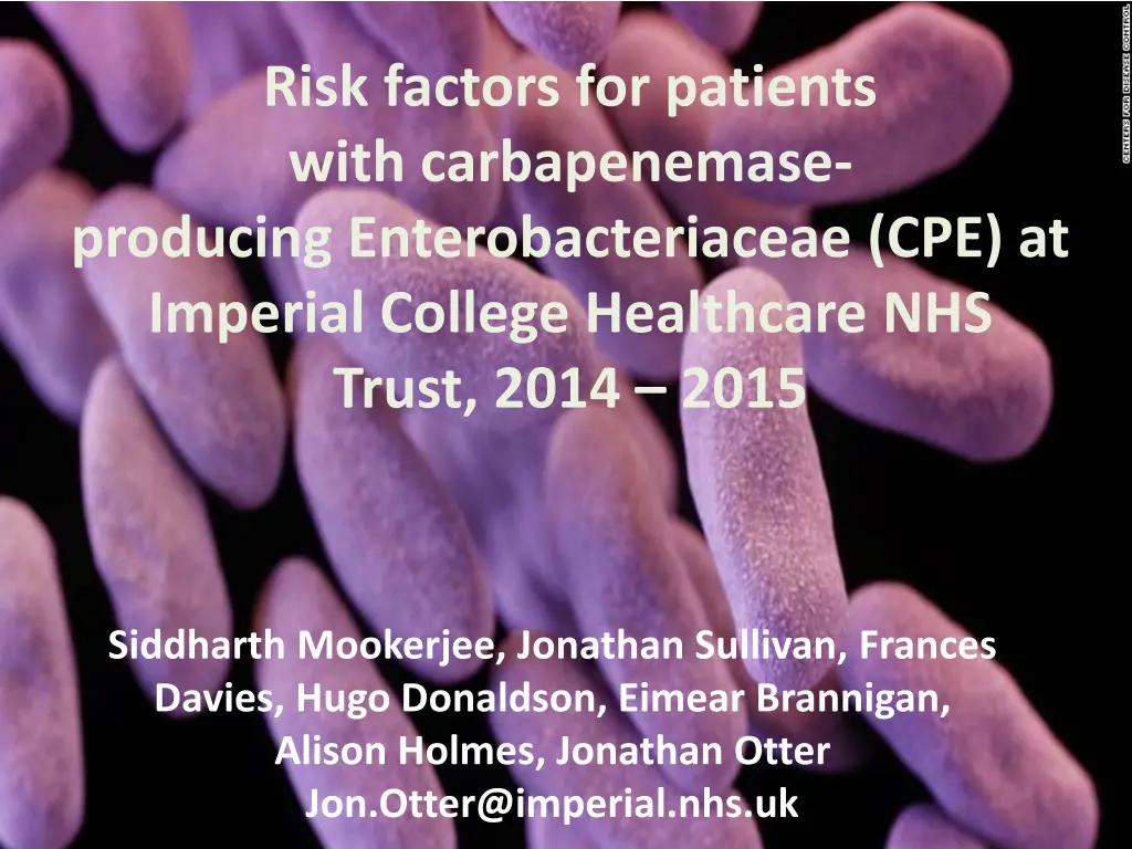 risk factors for patients with carbapenemase n.w