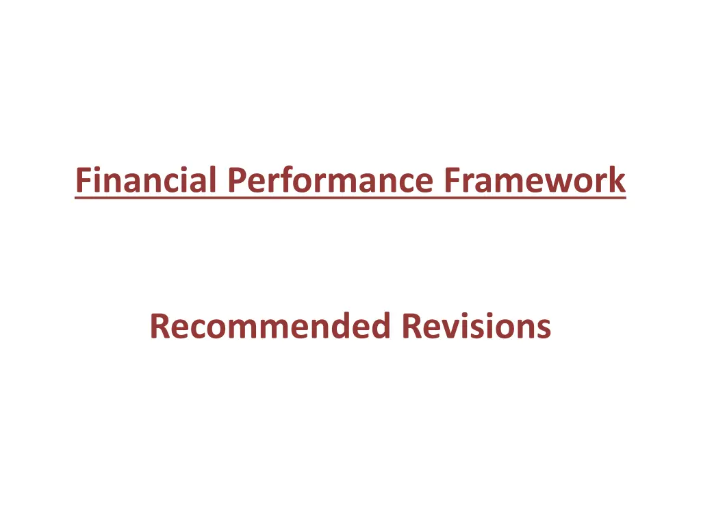 financial performance framework n.w