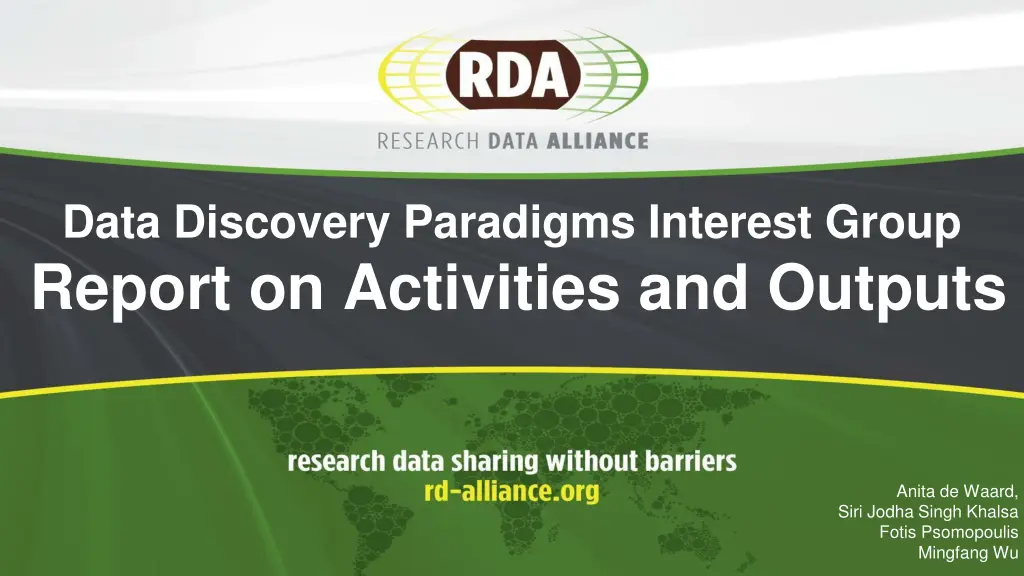 data discovery paradigms interest group report n.w