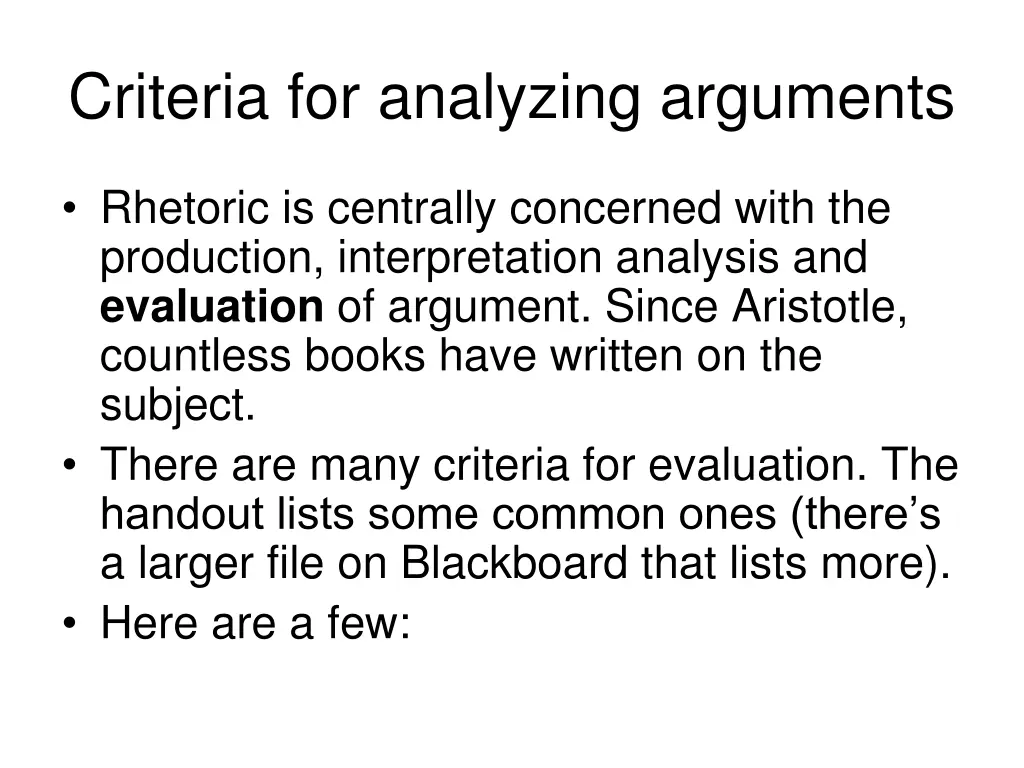 criteria for analyzing arguments n.w