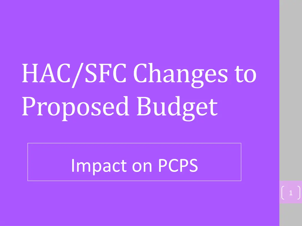 hac sfc changes to proposed budget n.w