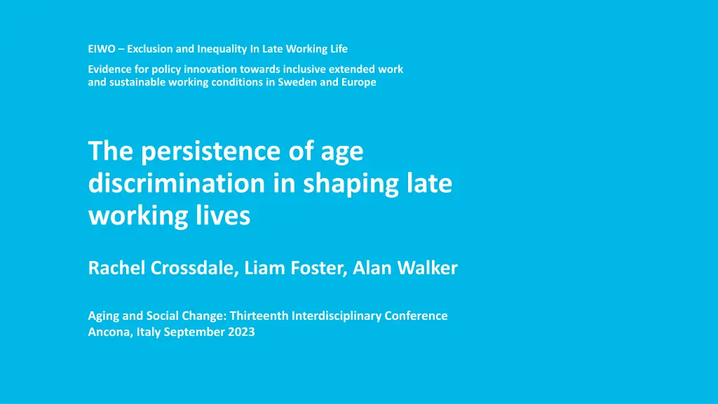 eiwo exclusion and inequality in late working life n.w