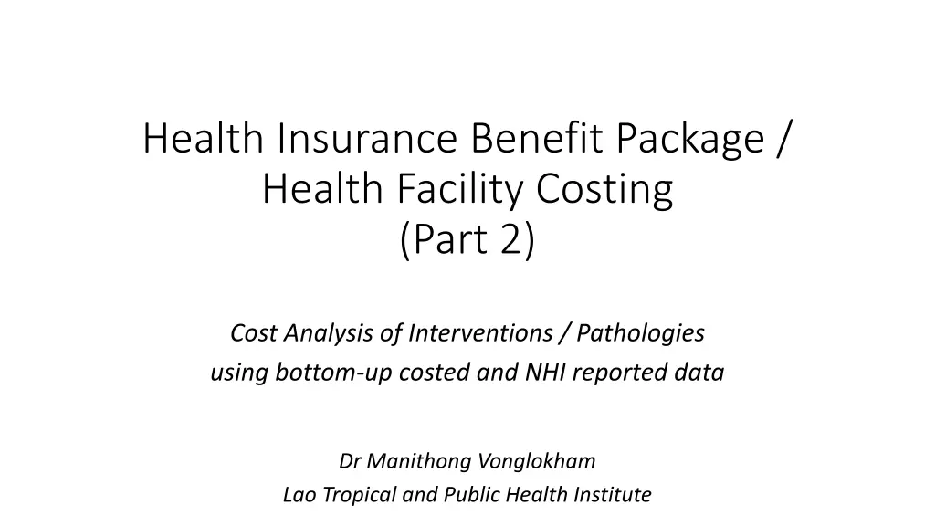 health insurance benefit package health facility n.w