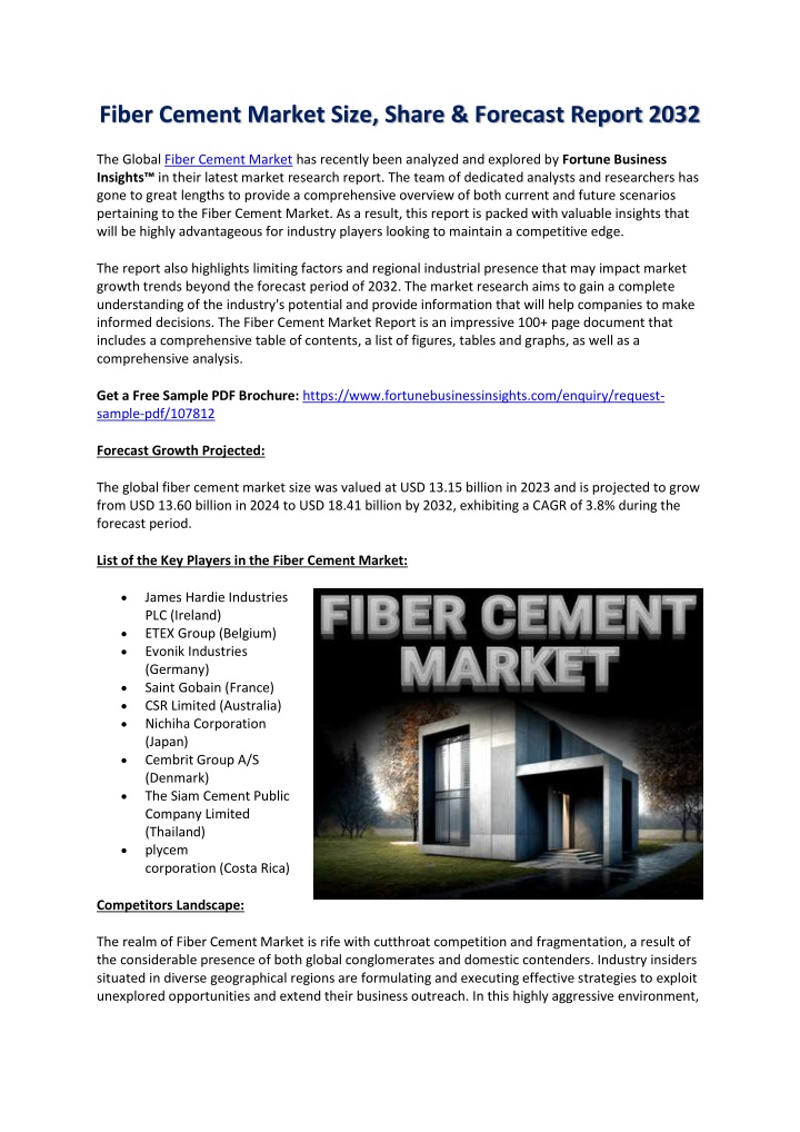 fiber cement market size share forecast report n.w