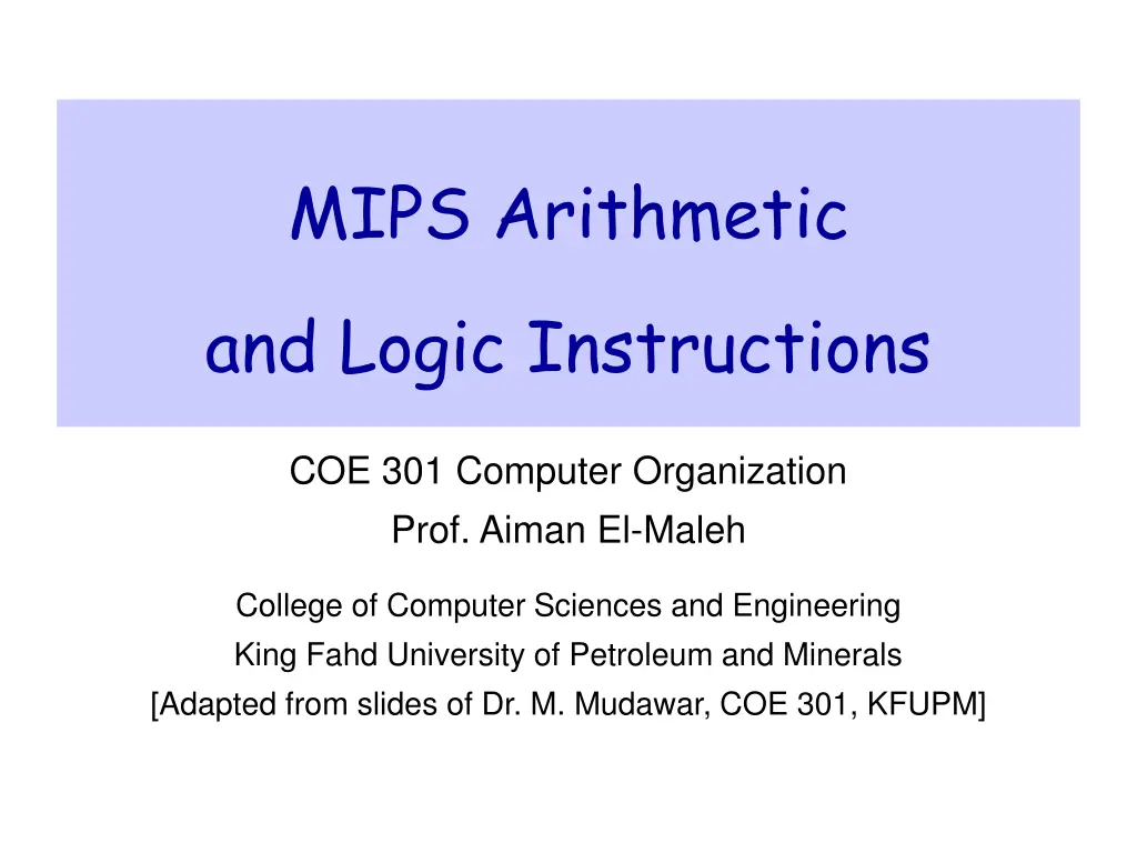 mips arithmetic n.w