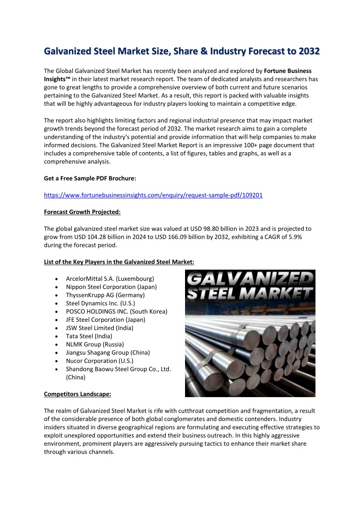galvanized steel market size share industry n.w
