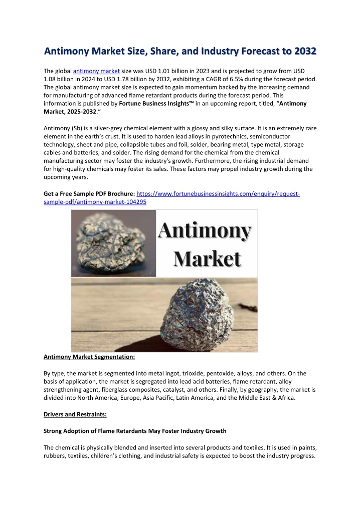 antimony market size share and industry forecast n.w