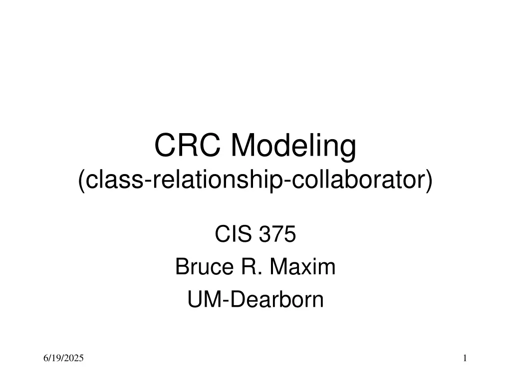 crc modeling class relationship collaborator n.w