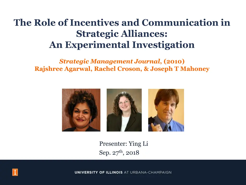 the role of incentives and communication n.w