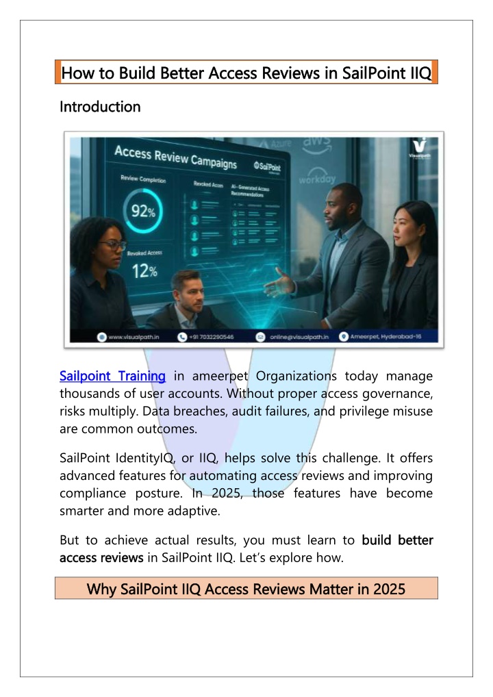 how to build better access reviews in sailpoint n.w