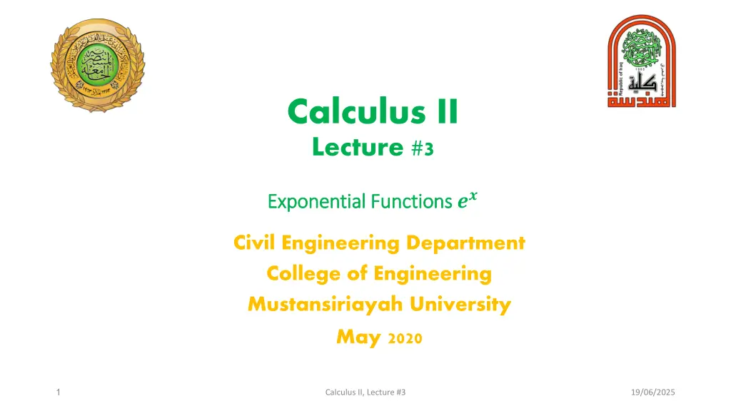 calculus ii lecture 3 n.w