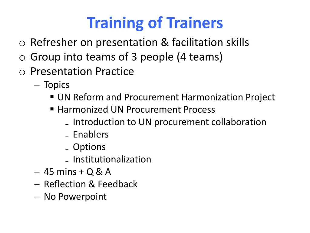 training of trainers n.w