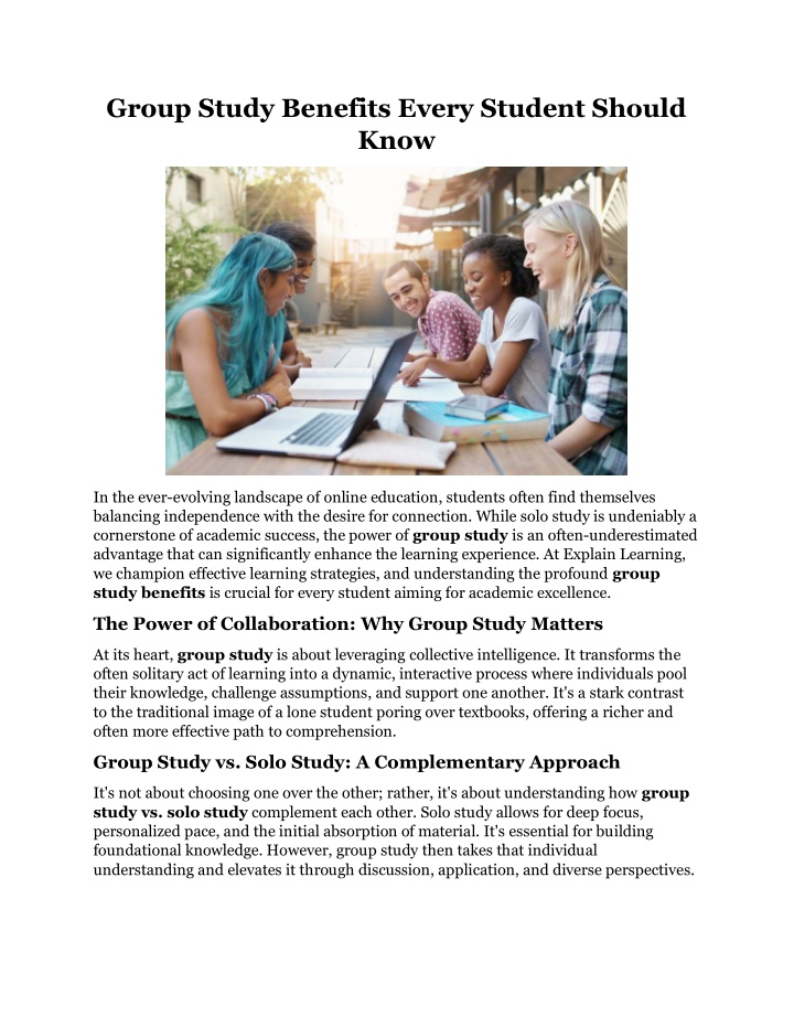 group study benefits every student should know n.w