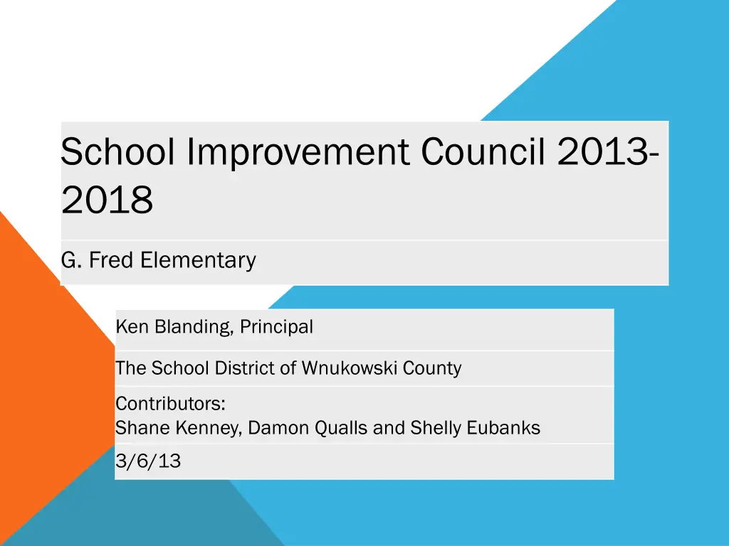 school improvement council 2013 2018 n.w