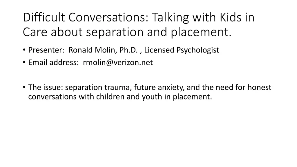 difficult conversations talking with kids in care n.w