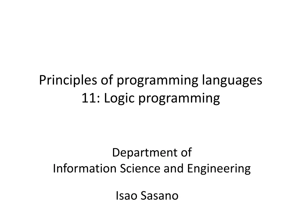 principles of programming languages 11 logic n.w
