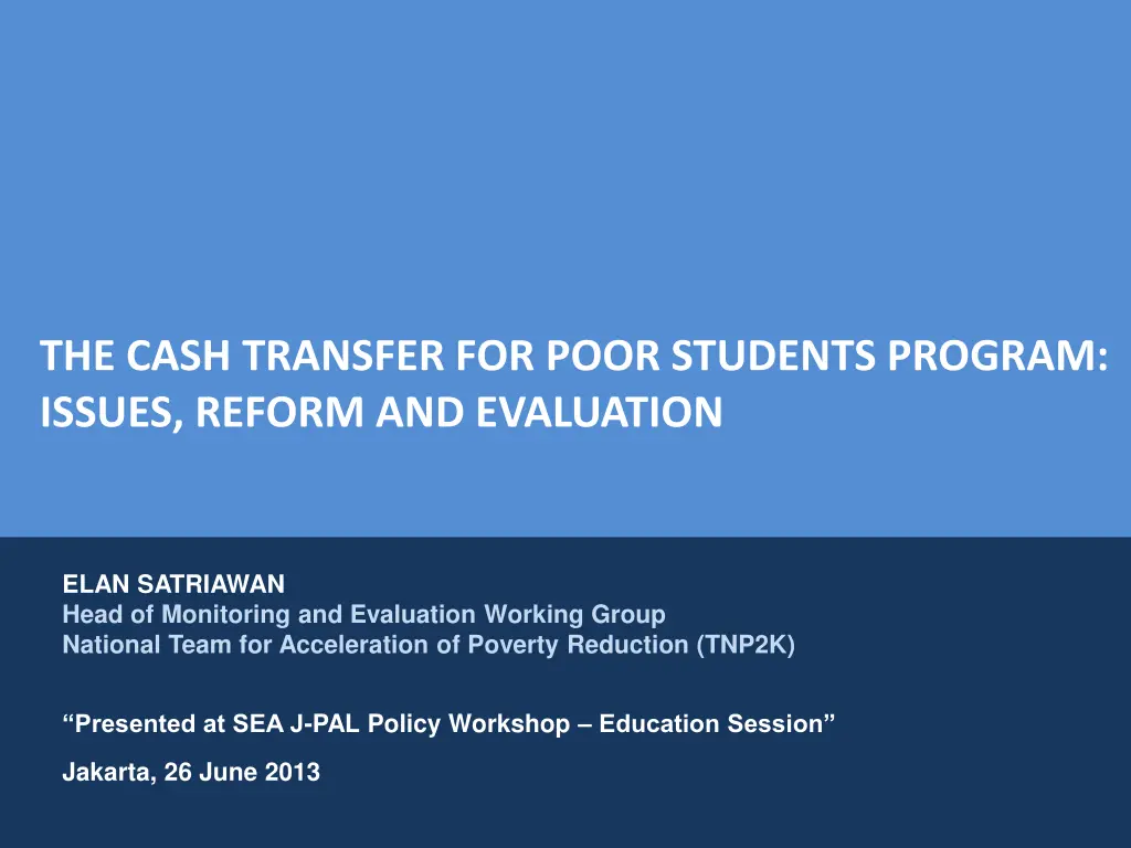 the cash transfer for poor students program n.w