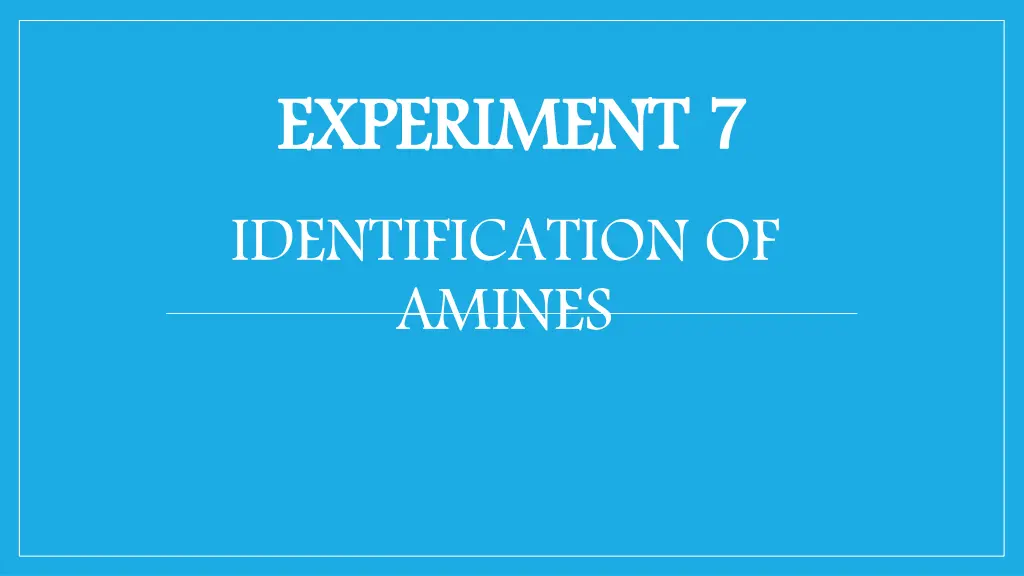 experiment identification of amines n.w