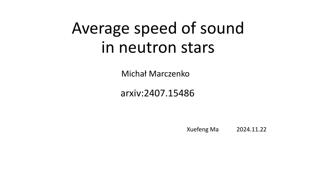 average speed of sound in neutron stars n.w