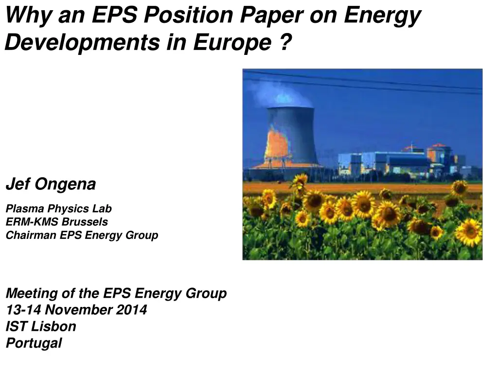 why an eps position paper on energy developments n.w