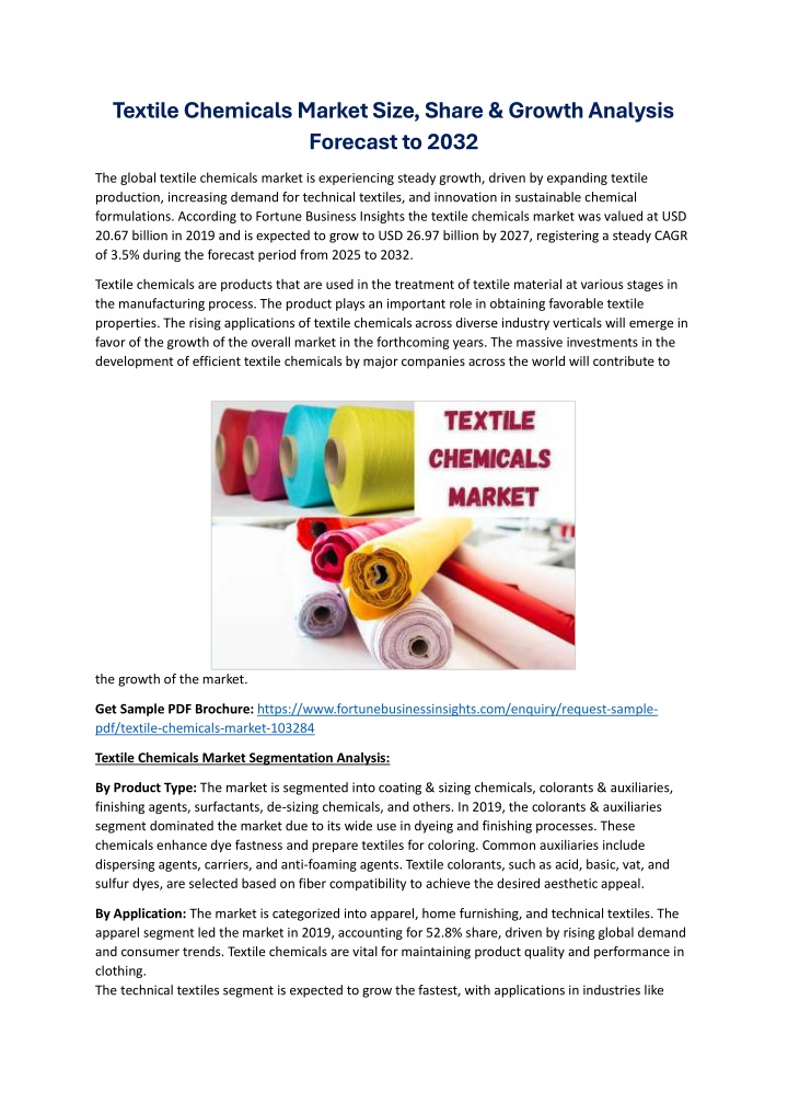 textile chemicals market size share growth n.w
