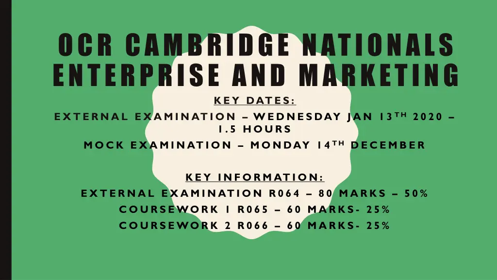 ocr cambridge nationals enterprise and marketing n.w