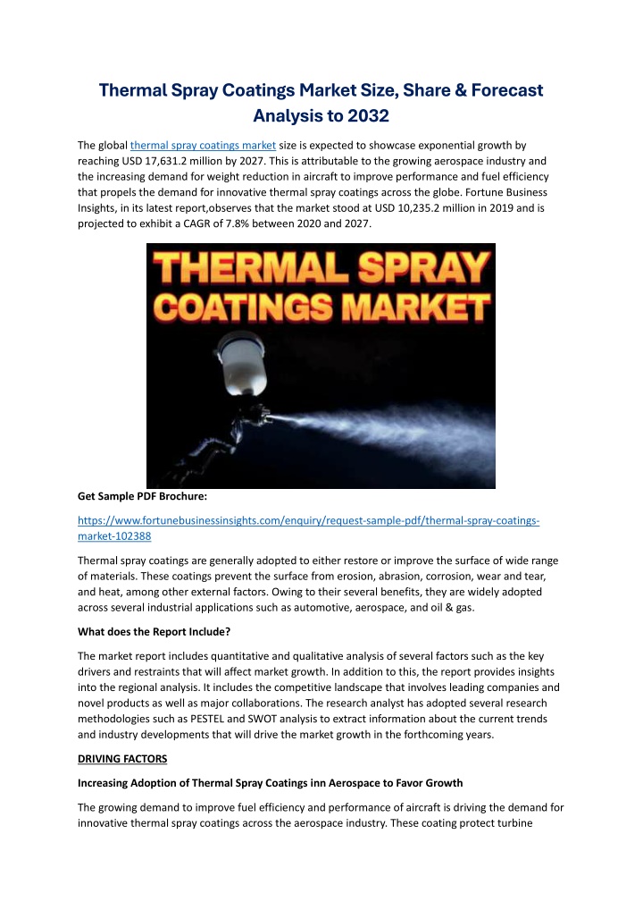 thermal spray coatings market size share forecast n.w