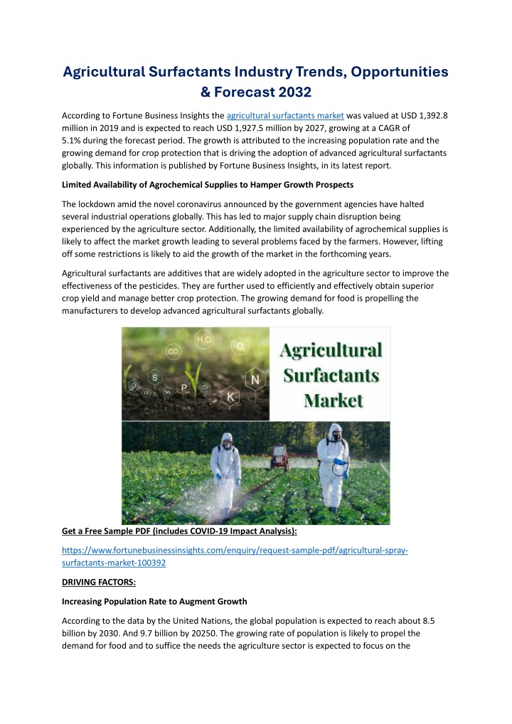 agricultural surfactants industry trends n.w