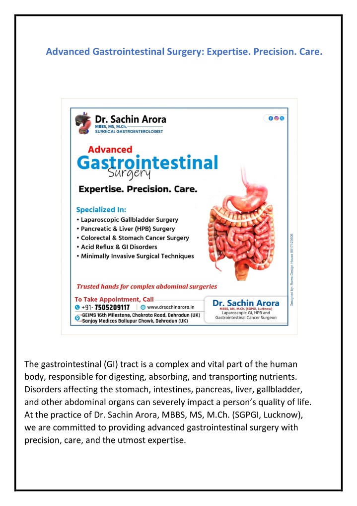 advanced gastrointestinal surgery expertise n.w