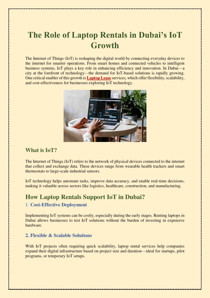 the role of laptop rentals in dubai s iot growth n.w