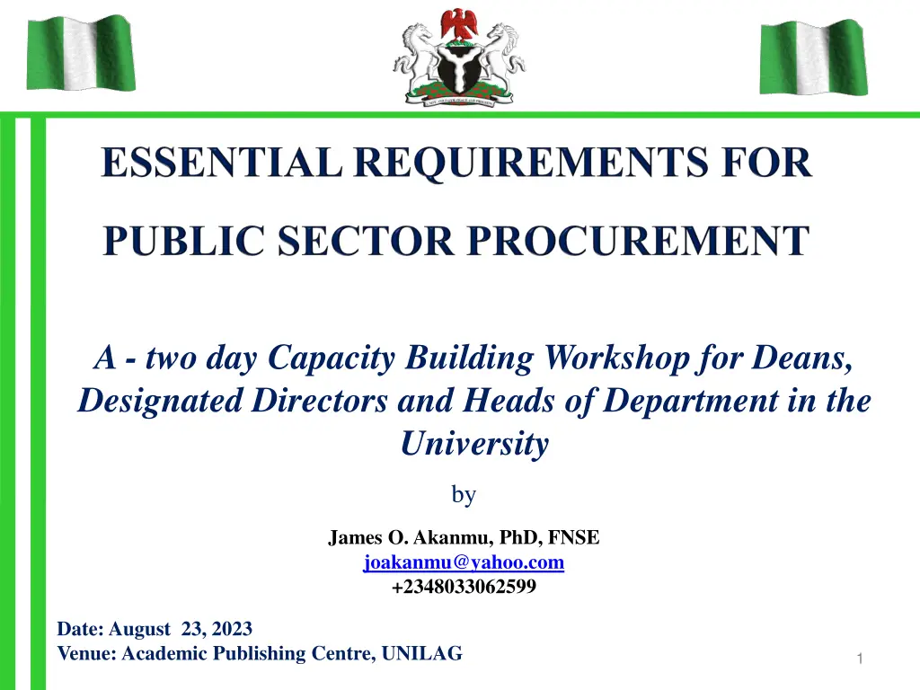 a two day capacity building workshop for deans n.w