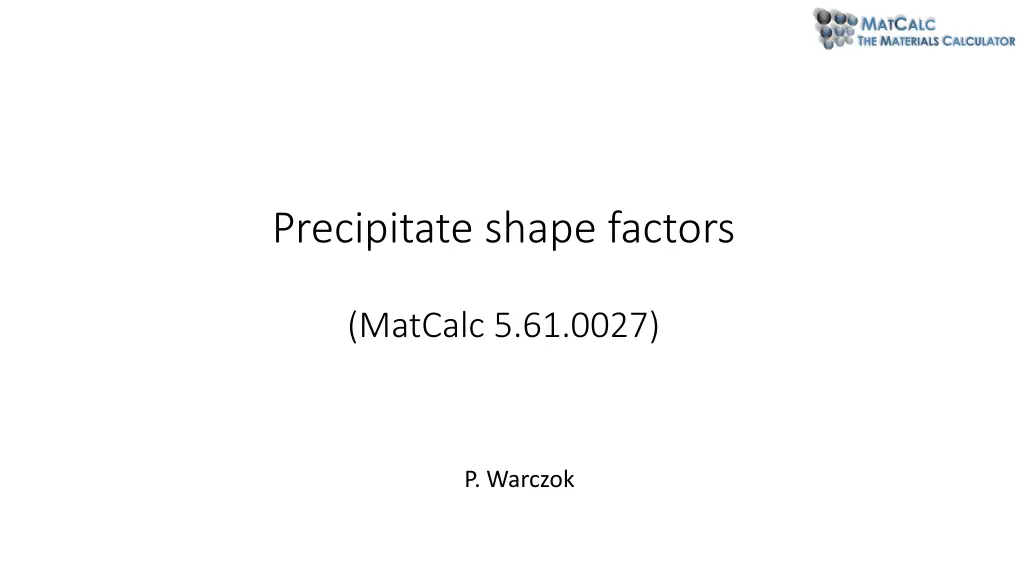 precipitate shape factors n.w