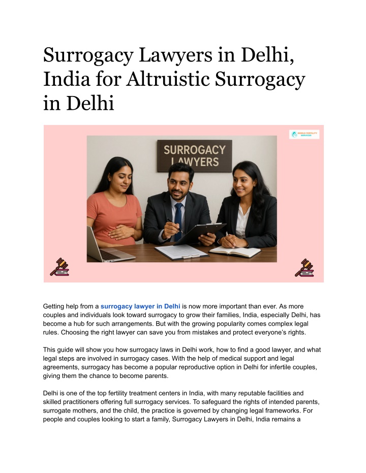 surrogacy lawyers in delhi india for altruistic n.w