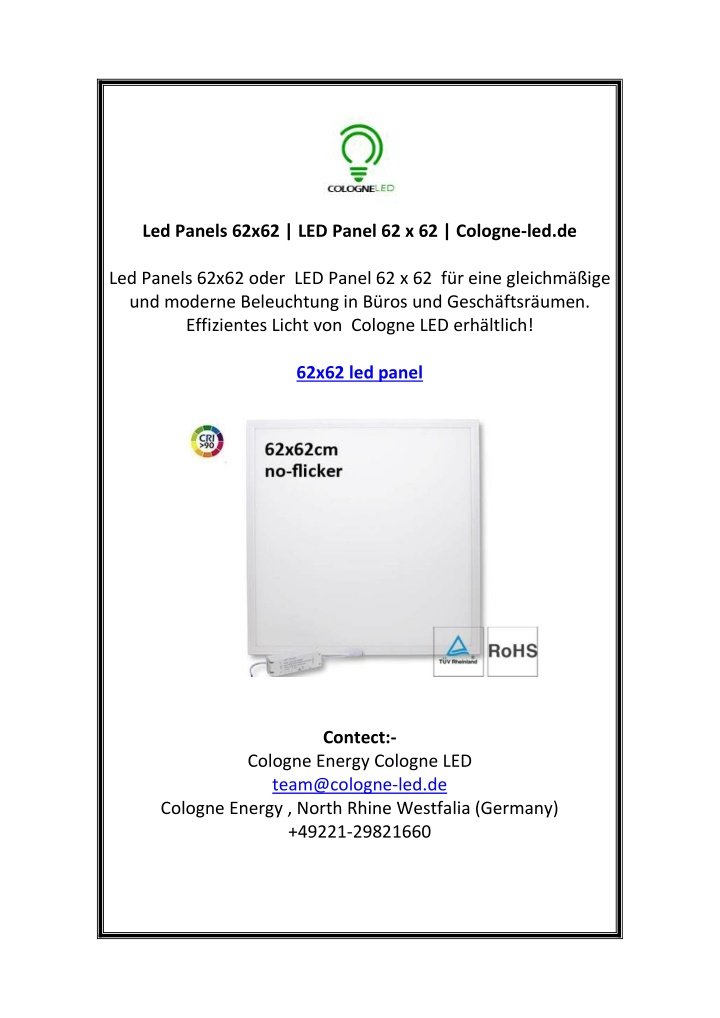 led panels 62x62 led panel 62 x 62 cologne led de n.w