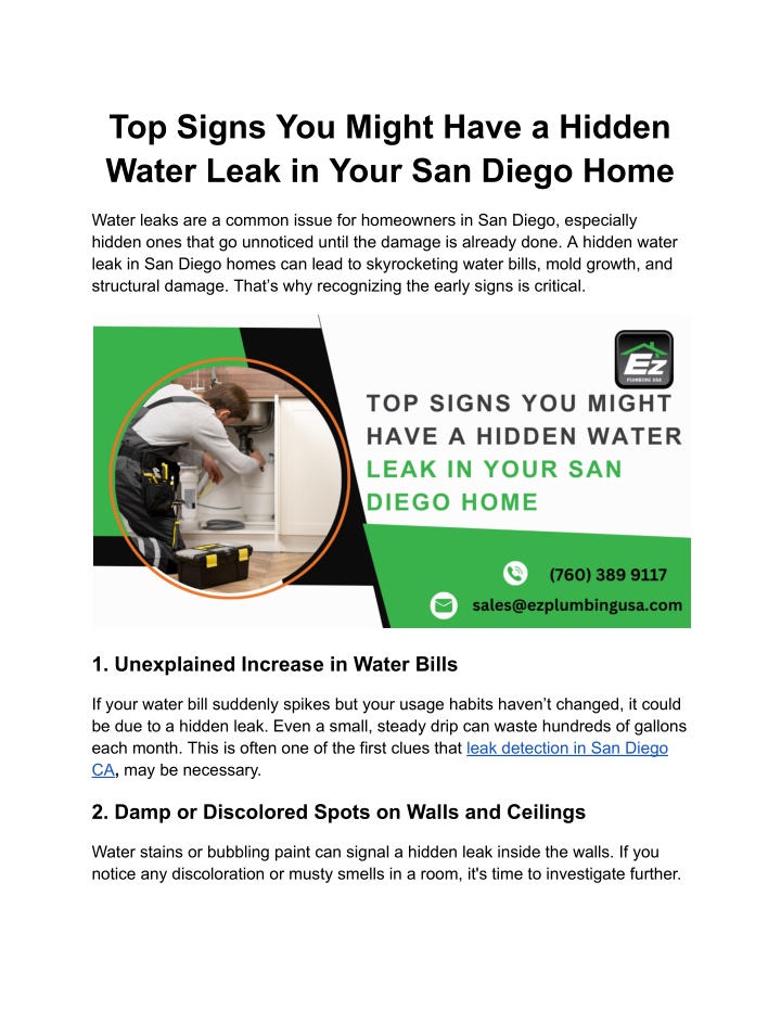 top signs you might have a hidden water leak n.w