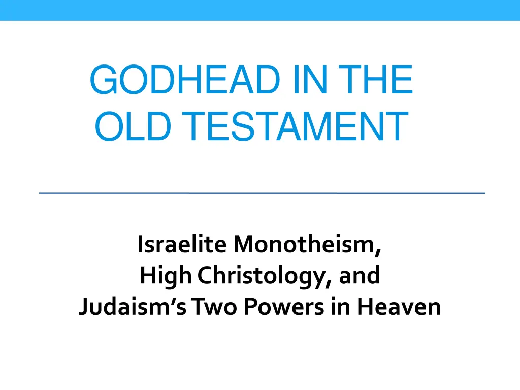 godhead in the old testament n.w