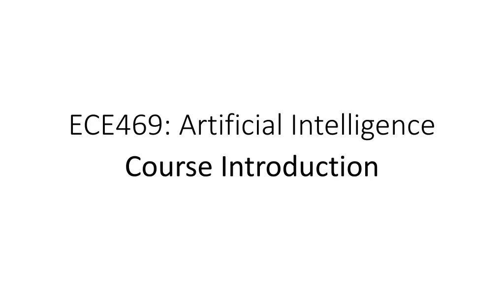 ece469 artificial intelligence course introduction n.w