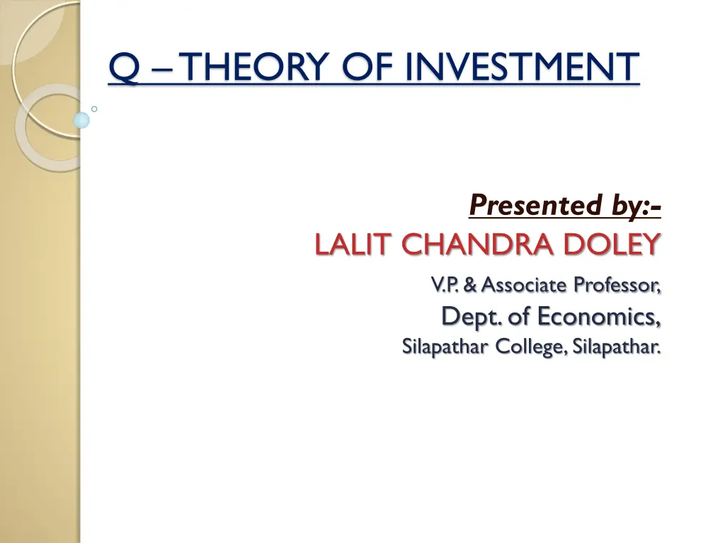 q theory of investment n.w