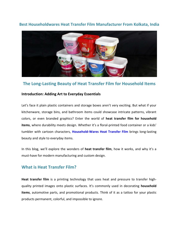 best householdwares heat transfer film n.w