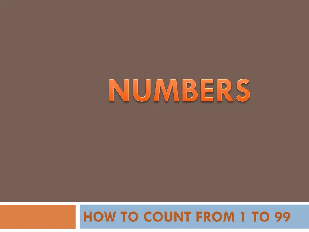 how to count from 1 to 99 n.w